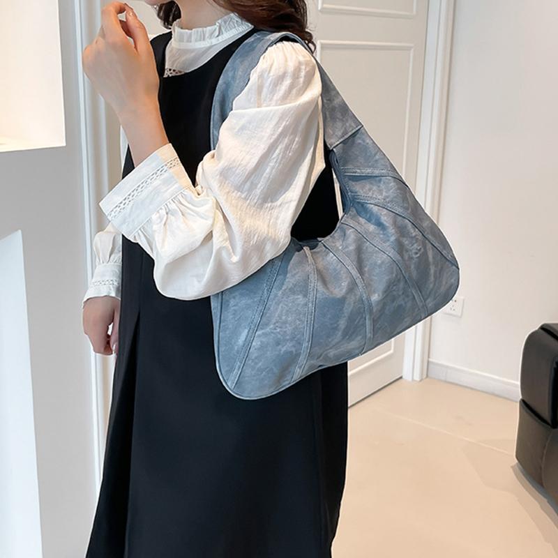 Simple Shoulder Bag Vintage Hobo Bag Large Capacity Handbag Tote Bag Minority Design Fashionable Crescent Bag Students