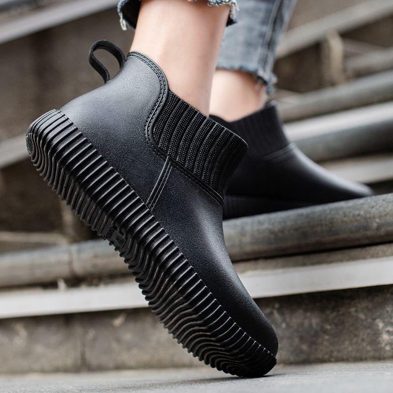 

Женские водонепроницаемые меховые дождевые сапоги, толстая подошва, нескользящая уличная обувь для кухни и автомойки, бахилы 40