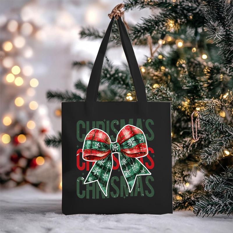 

Christmas Bow Printing Trend Christmas Bow Student Large Capacity Portable Tote Bag No specification