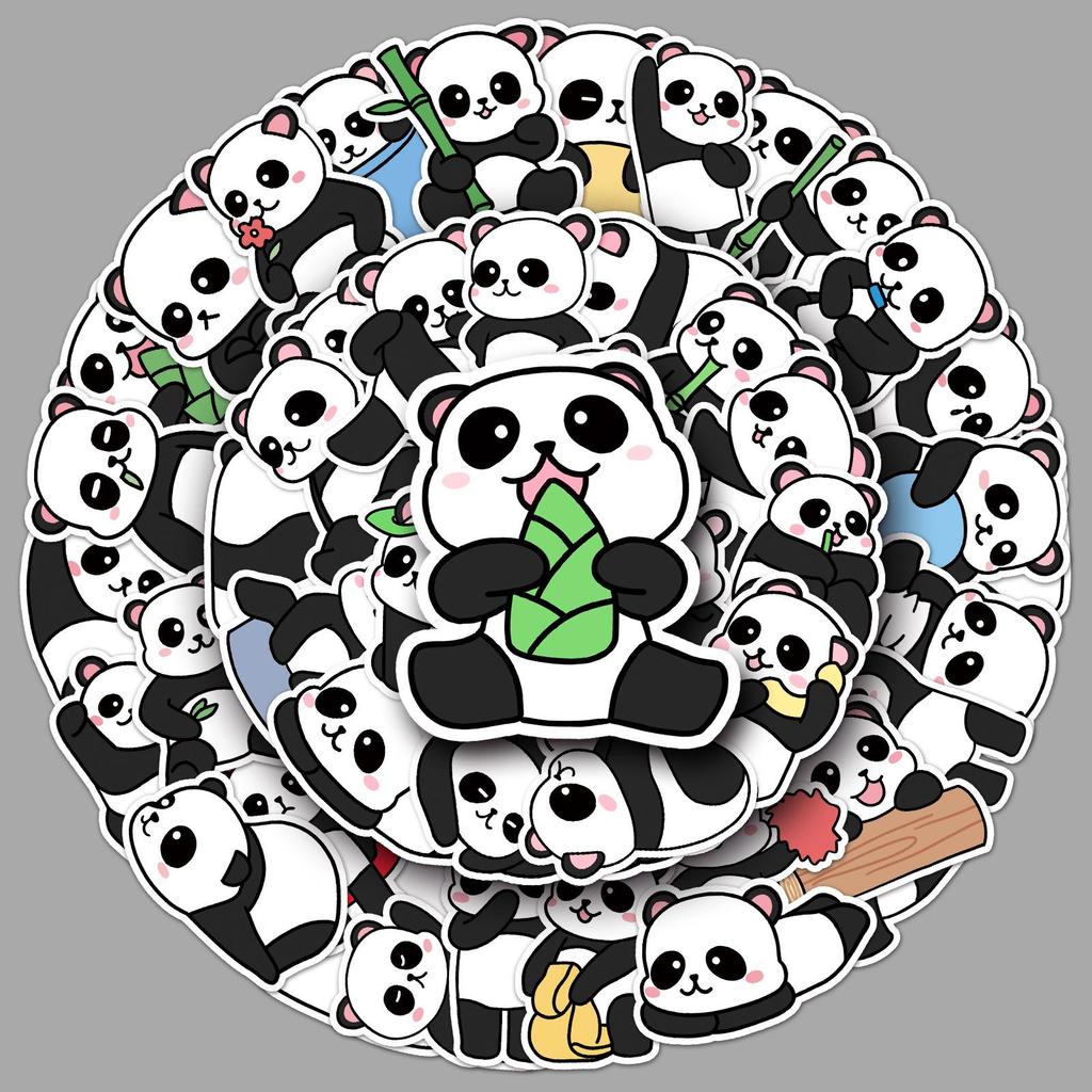 50 Cute Panda Cartoon Animal Stickers - Waterproof for Journal, Water Bottle, and Phone Case Decoration