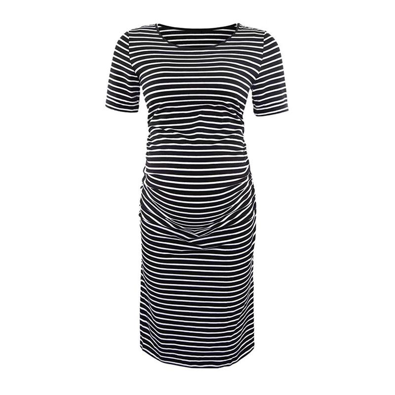 maternity casual v neck color matching frenulum dress