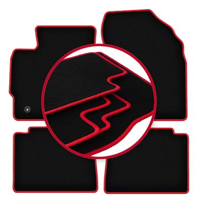 Velour Floor Mats with Red Edge For: Toyota Corolla XI E16 Hatchback, Sedan (2013-2019)