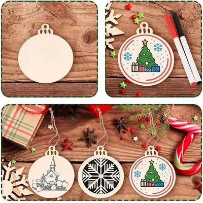 Christmas Pendant Round Blank Wooden Boards Hand-painted Ornaments Home Decoration Wood Craft Xmas Tree Holiday Gifts Props