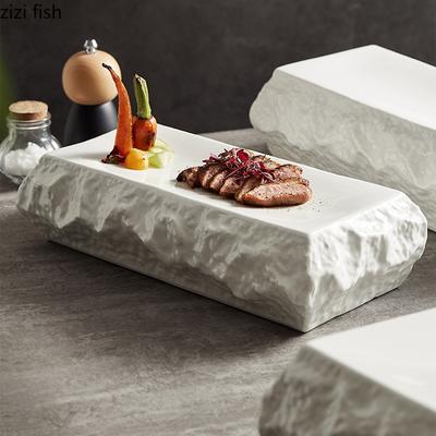 Irregular Shape Ceramic Steak Plate Solid Color Tableware Cooking Dishes Home Kitchen Snack Desserts Dishes Sashimi Sushi Plates