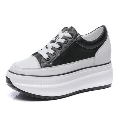 Fashion 8CM Genuine Leather Women Casual Shoes 7cm Platform Wedge Female Women Fashion Sneakers Chunky Spring Autumn Shoes Summer