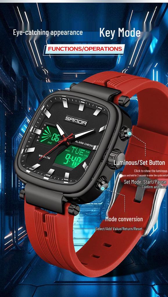 SANDA Men's Multifunctional Waterproof Stopwatch Countdown Watch