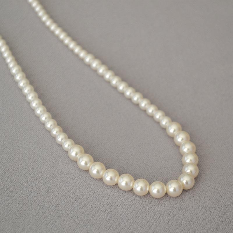 Spring and summer new Korean version small fragrance gradually change the size imitation pearl fashion celebrity temperament necklace collarbone chain