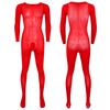 Mens Solid Color Bodystocking Long Sleeve Stretchy Bodysuit with Bulge Pouch Nightwear Underwear