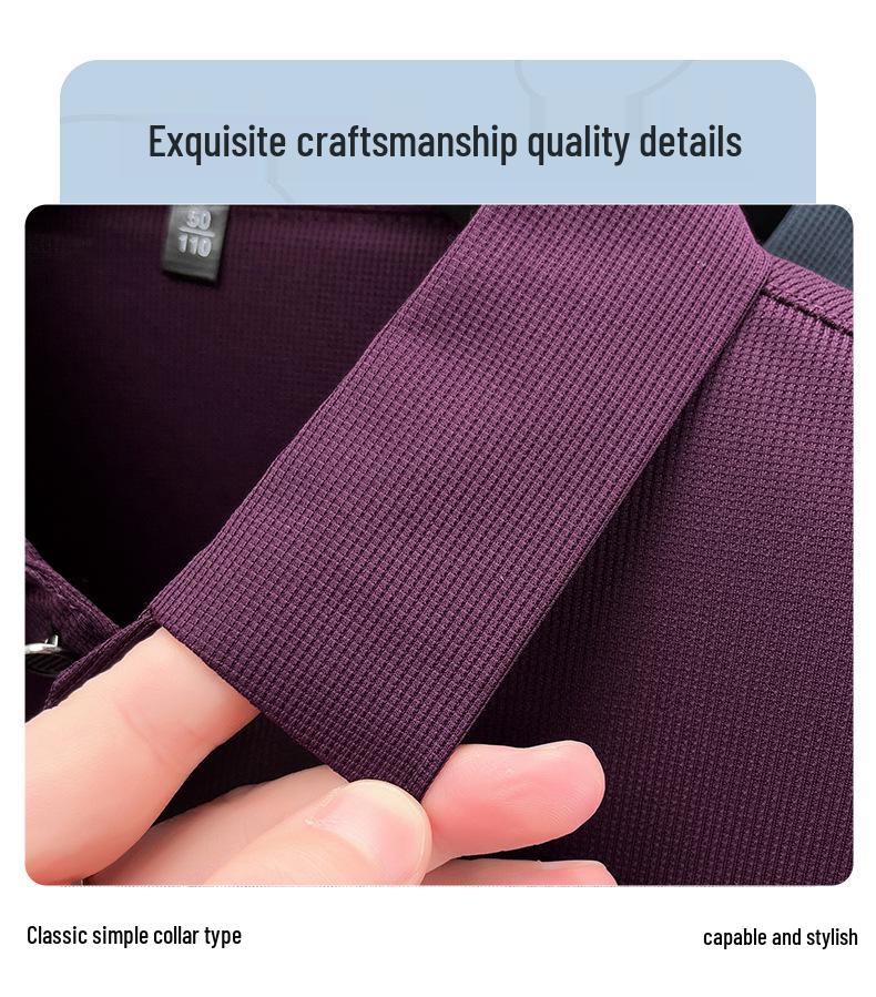 Men's Long Sleeve Polo - Loose Fit, Fashionable Lapel, Versatile Solid Color, Casual T-Shirt for Spring/Autumn