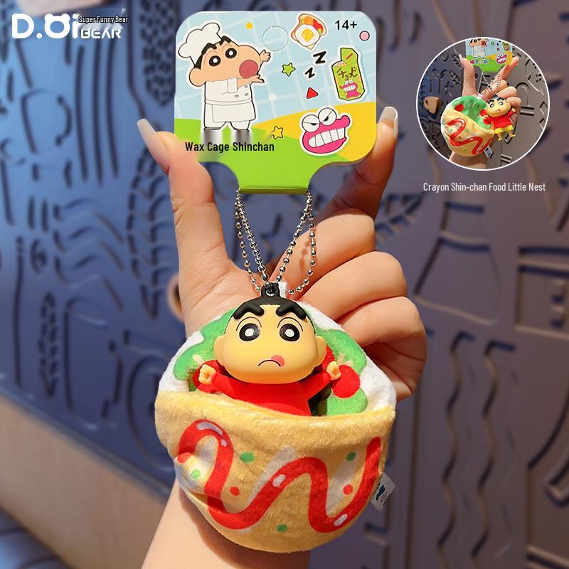 Crayon Shin-chan Cartoon Anime Keychain: Cute Shin-chan Plush Backpack Charm