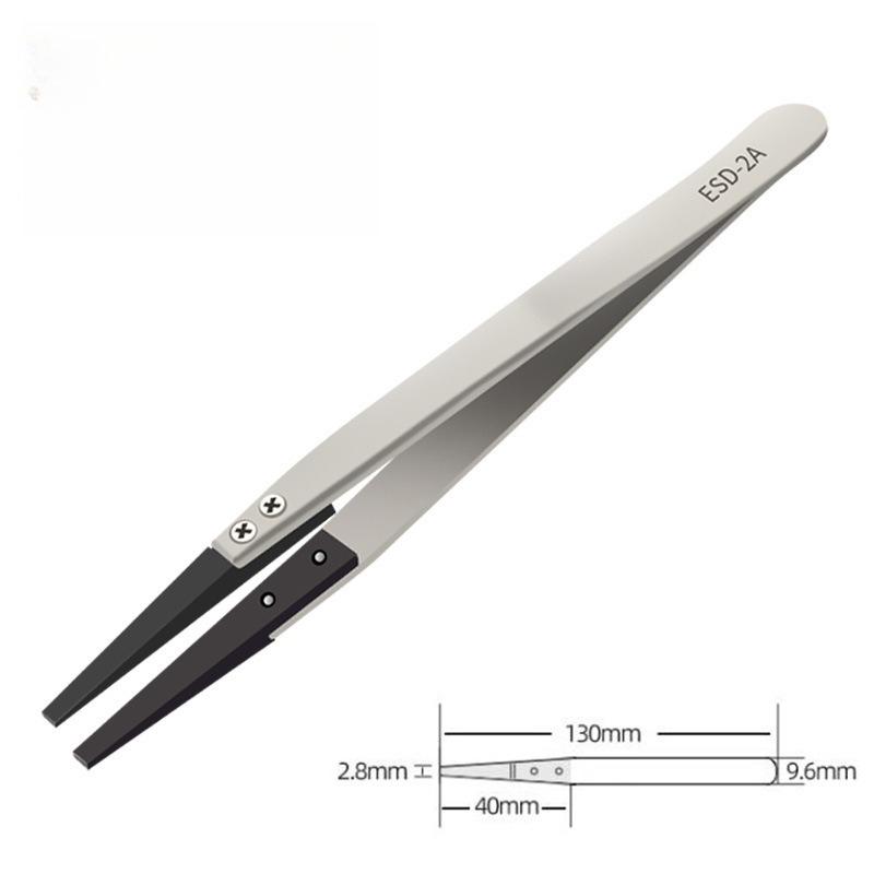 Stainless Steel Anti-Static Interchangeable Ceramic Tweezers - Corrosion-Resistant with Carbon Fiber Tips for Easy Carry