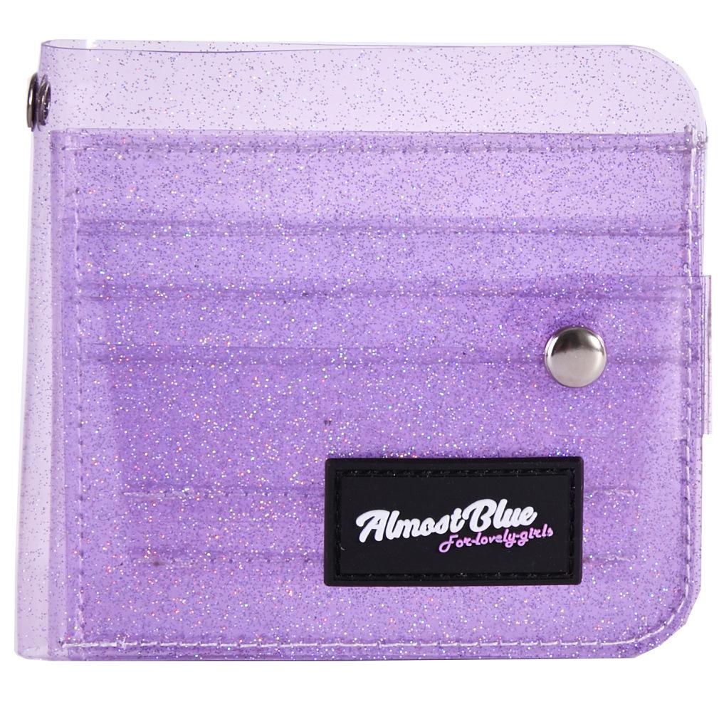 

New ID Card Bag Transparent PVC Folding Neck Small Wallet Small Wallet Card Bag Card Set Short фіолетовий