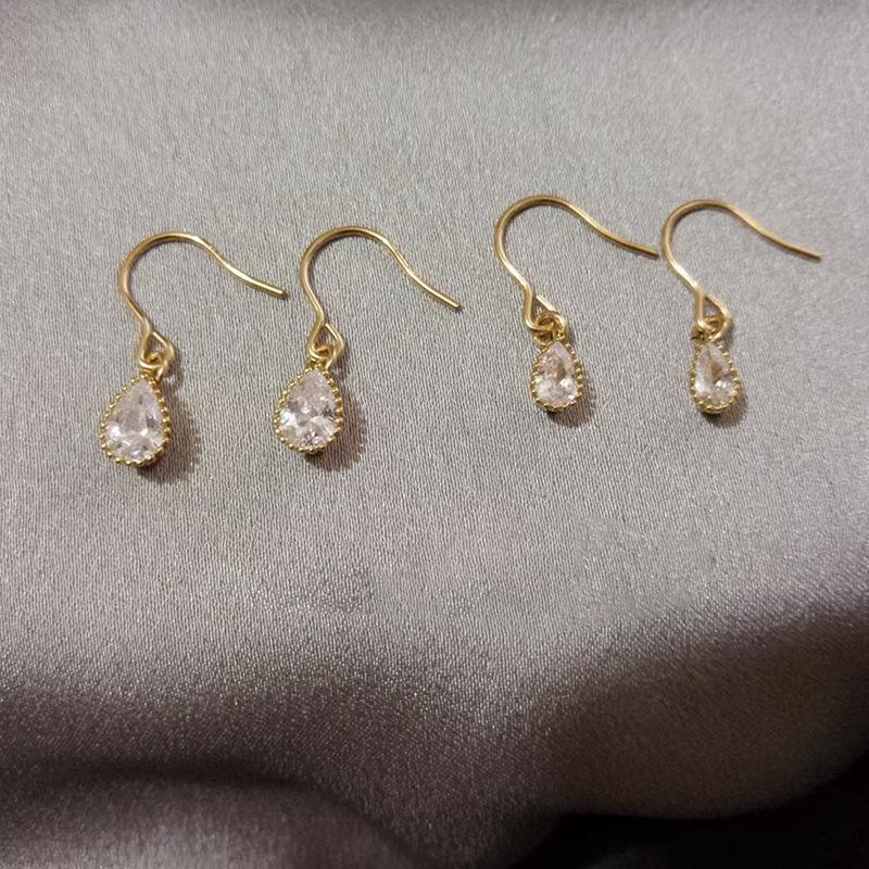 French Zircon Water Drop Earrings: Versatile, Diamond-Studded Ear Cuffs for Women - High-End Minimalist Design Jewelry