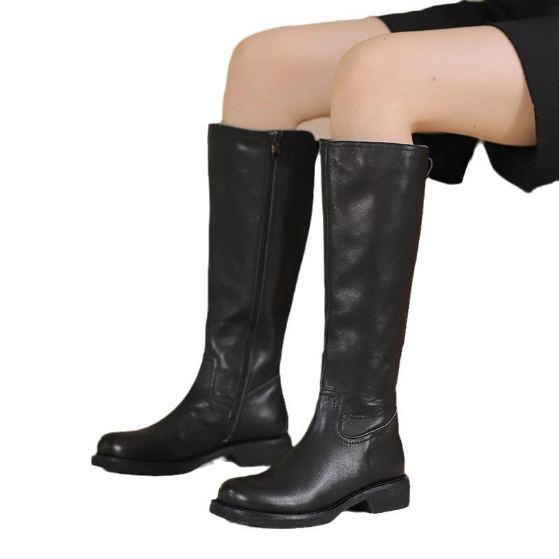 Sapatos femininos de couro, botas vintage, botas de couro para cavaleiro