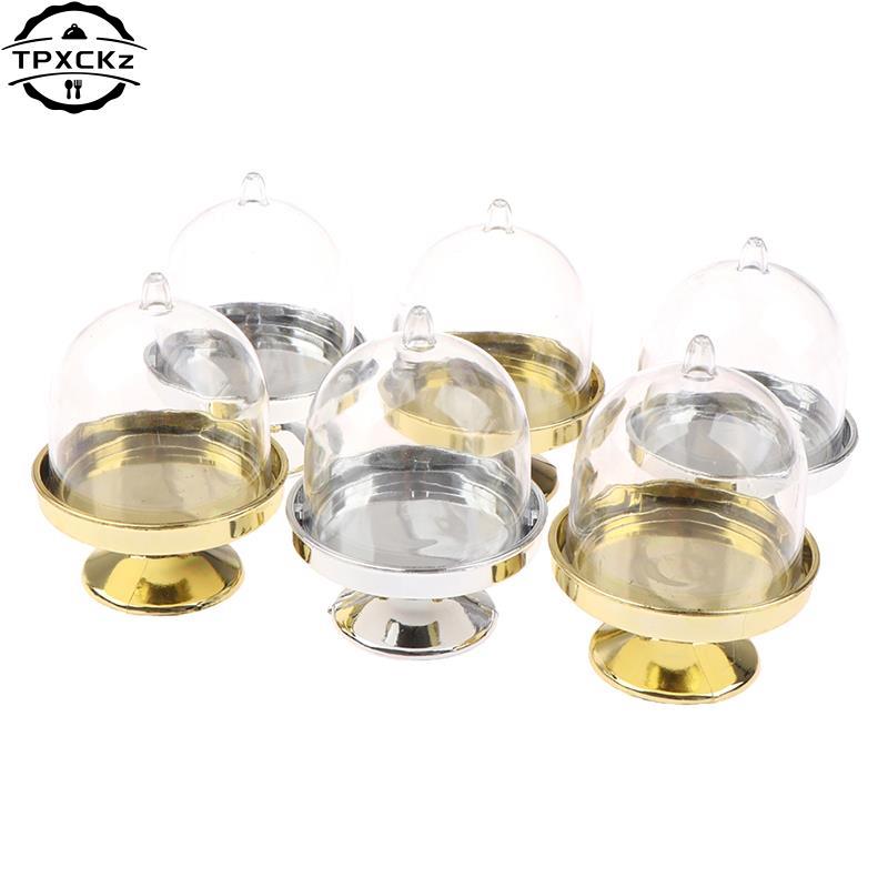 Clear Mini Candy Dessert Holder Cupcake Display Stand Tray Wedding Plastic Gift Box For Guest Birthday Party Decor Baby Shower