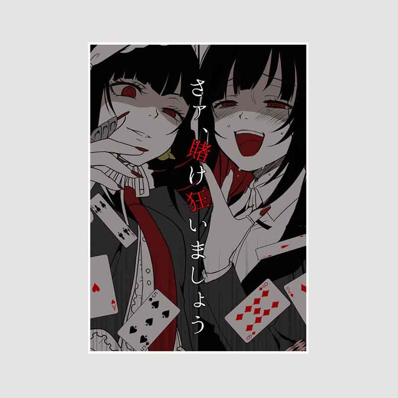 Classic Anime Kakegurui Posters Retro White Paper Manga Figure Poster Decor Prints Clear Image Bedroom Bar Decoration Art Painting Decorative Pictures