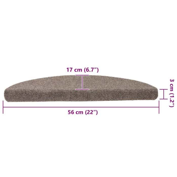 VidaXL Tapis d'escalier autocollants 15 pièces 56 x 17 x 3 cm Beige Demi-rond 322354