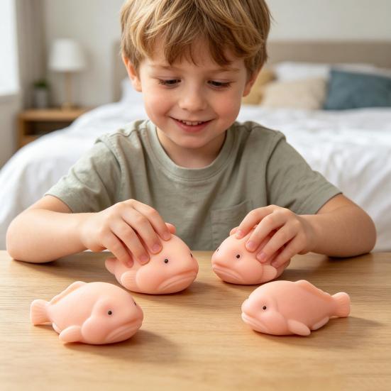 Ugly Fish Slow-Rising Squeeze Toy Soft TPR Fidget for Stress Relief Cute Decompression Gadget for Kids Adults Portable Novelty Gift for Anxiety