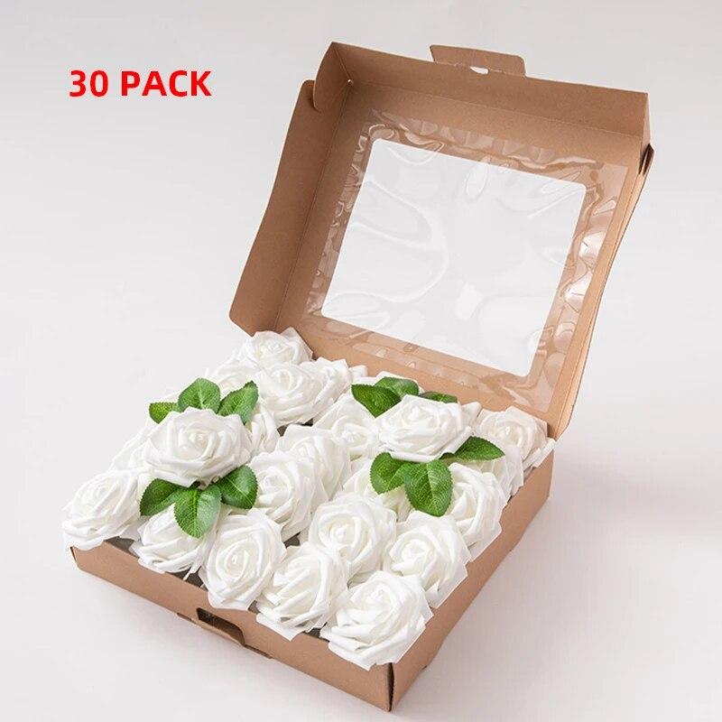 30 Heads 8CM Artificial Pe Foam Rose Flowers Bride Bouquet Flower For Wedding Party Decorative Scrapbooking DIY Flower