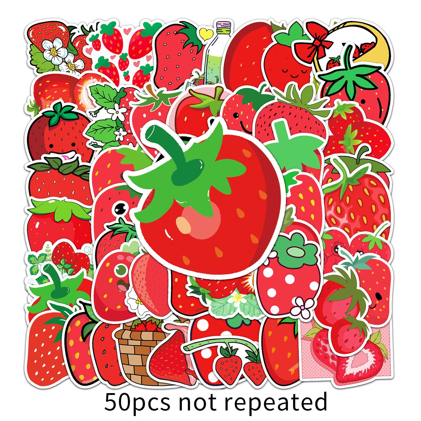 

50 Strawberry Doodle Personalized Cartoon Fruit Children s Gu Card Creative DIY Skateboard Luggage Stickers