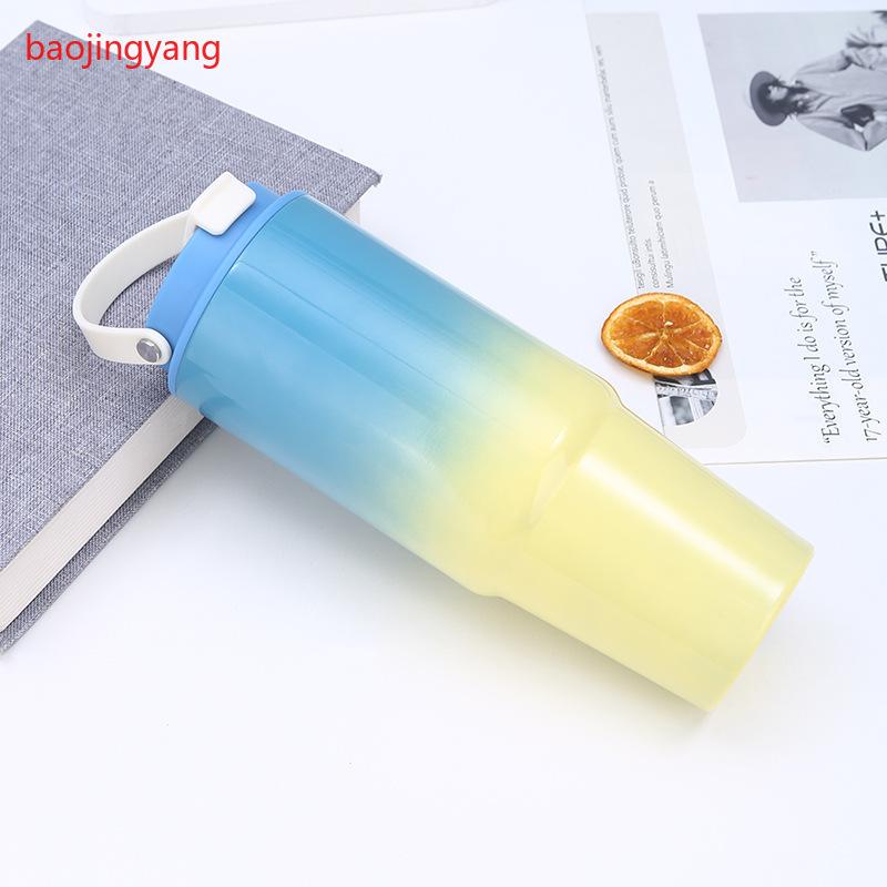 30oz Gradient Color Insulated Tumbler, 304 Stainless Steel Vacuum Cup, Portable Travel Mug with Handle 30oz