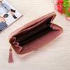 Leather Wallet For Women, Clutch Travel Tassel Purse Wristlet In Colorblock Leather With Card Slots Money Organizer And Phone Holder