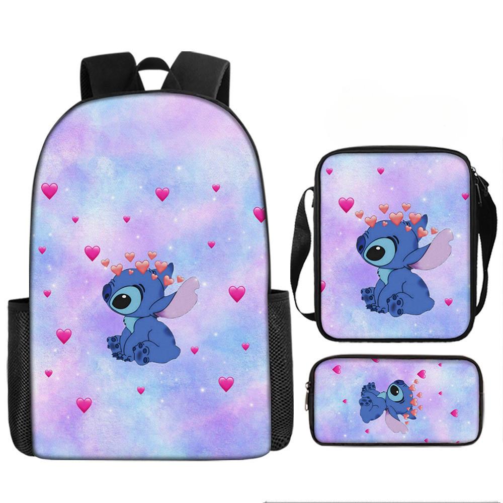 Disney Stitch School Backpack Oxford Cloth Lightweight Breathable Bookbag For Kids