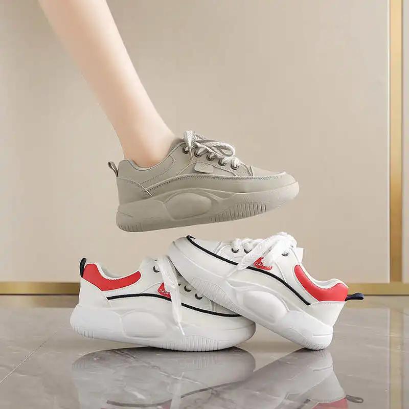Fashion Plataform Ecoleather Women's Shoes Size 43 44 45 Casual Snekars For Women Ergonomic Sneakers Woman Sports New Arrival