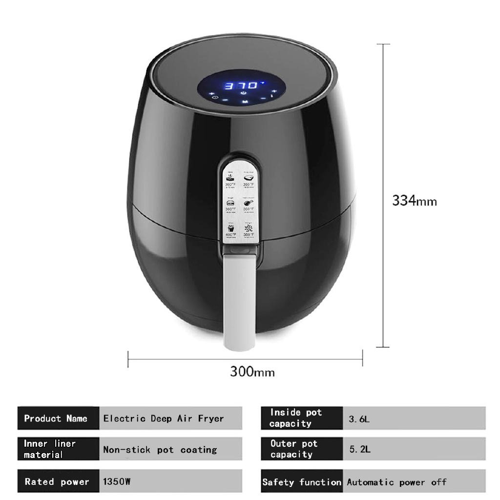 1400W 5.2L Health Fryer Cooker Smart Touch LCD Airfryer Pizza Oil Free Air Fryer Multi Function Smart Fryer for French Fries