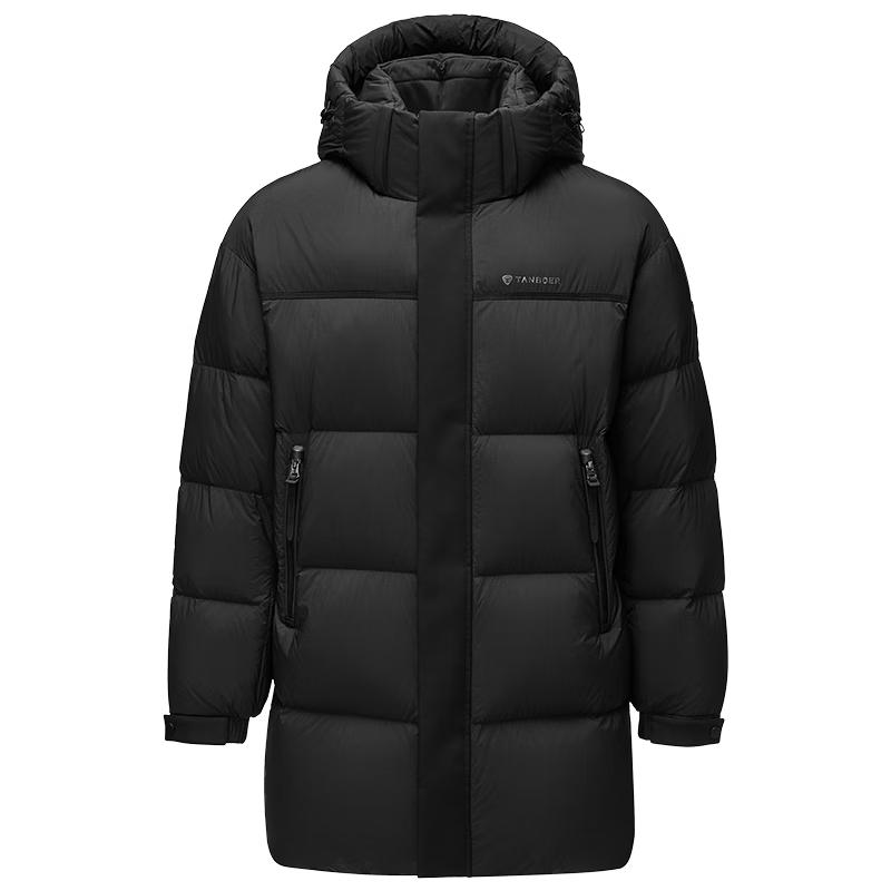 Tanboer Men s Mid-Length Puffer Down Jacket with Detachable Hood 2XL