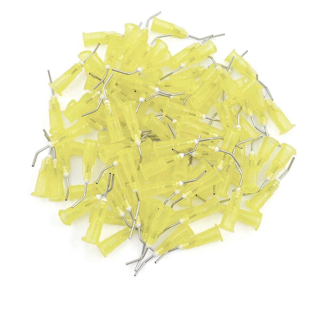 100Pcs/Lot Wellck Pre Bent Dispensing Dental Tip Etchant Resin Flow Composite Needle Tip Dentistry Dental Endoneedles