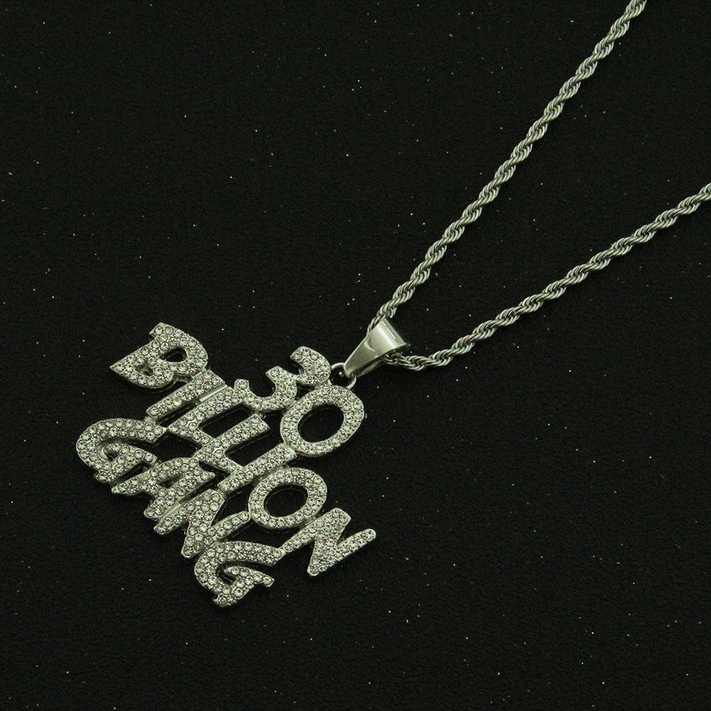 Herren-Hiphop-Diamant-Anhänger-Halskette, Hip-Hop-Persönlichkeit, englischer Buchstabe, Zubehör, Zubehör