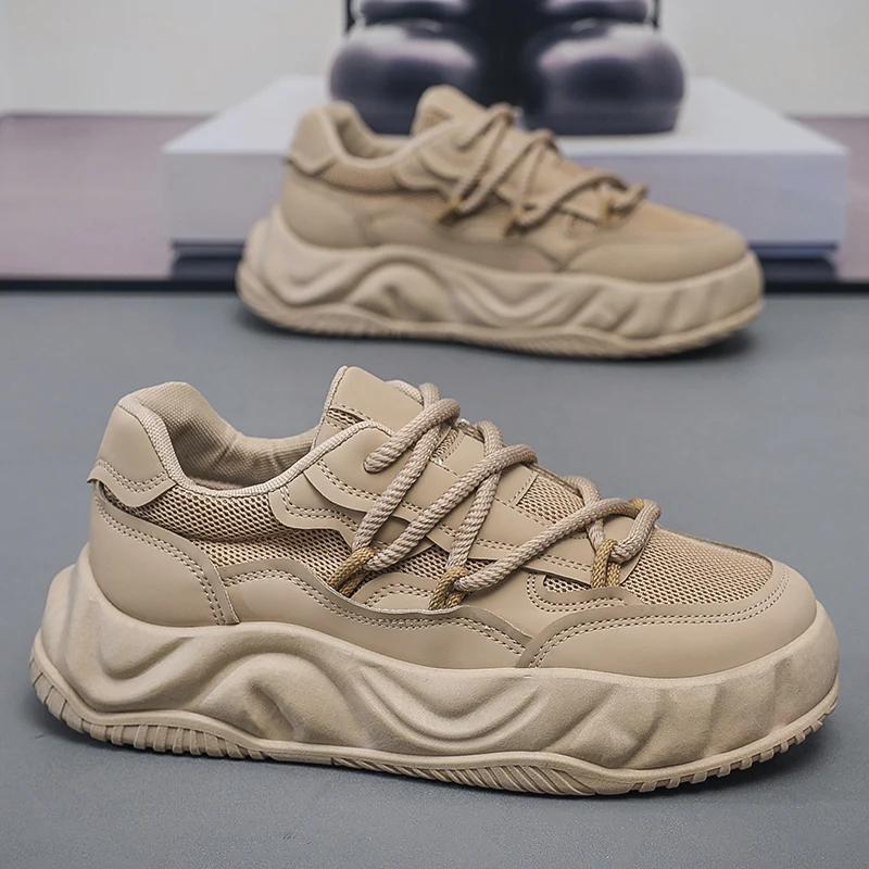 

Кроссовки мужские дизайнерские с растворенной подошвой, модные повседневные кожаные тканевые туфли с увеличенной высотой на плоской платформе, спортивная обувь 44