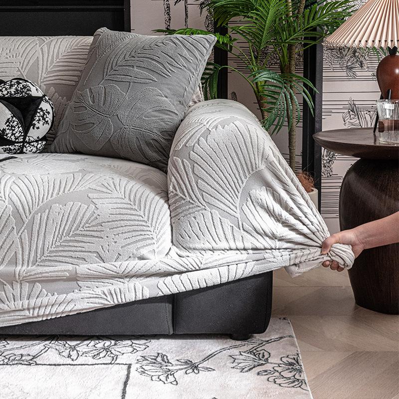 Simple Style Solid Color Sofa Cover New All Inclusive Universal Universal Straight Line One Piece Elastic Sofa Cover