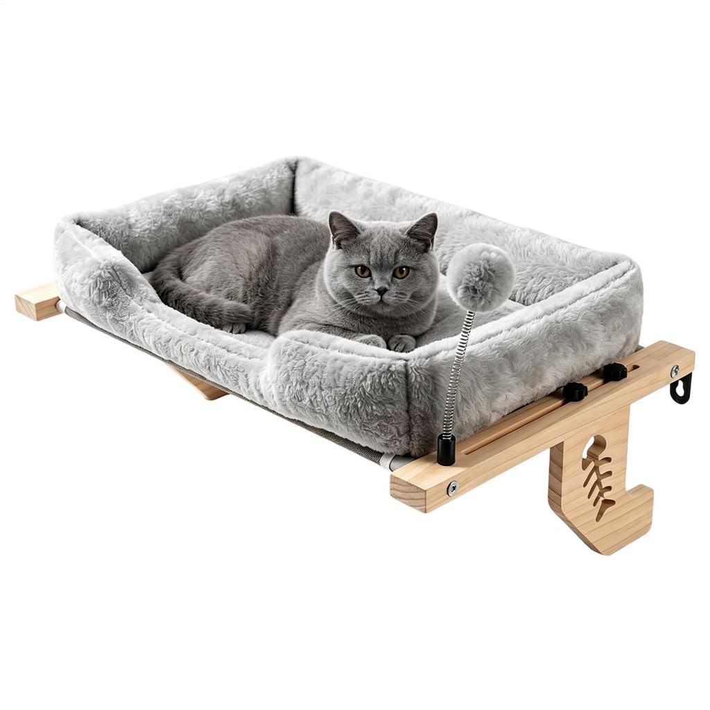 Cat Window Hammock With Plush Cushion And Ball Resting Spot Cat Window Seat For Home Apartment Indoor Windowsill Bedside Living