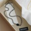 European & American Retro Titanium Steel Black Diamond Clavicle Necklace - Short, Simple, and Stylish for Women