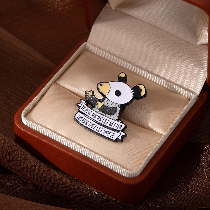 Cartoon Anime Peripheral Red Nose Mouse Brooch Fun Simple Personality English Letter Badge Versatile Pin