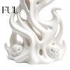 Creative Window Ornament Halloween Flame Ghost Figurine, 3D Printed Spooky Sculpture Fantasy Desktop Accessory with Pumpkins, Abstract Statue