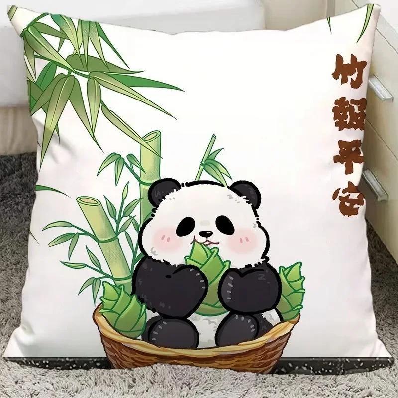 

Office Sofa Car Cushion Cover Cartoon Painted Panda Luxury Home Decoration Pillow Cover 66x66cm бордовый
