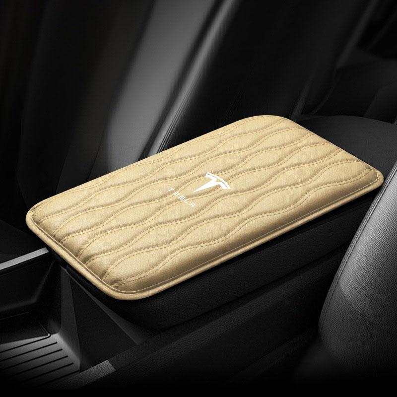 1Pcs Leather Auto Armrest Pads Protective Waterproof Hand Cushion For Tesla Model 3 Model X S 2016-2023  Model Y Decals TM3 TMX