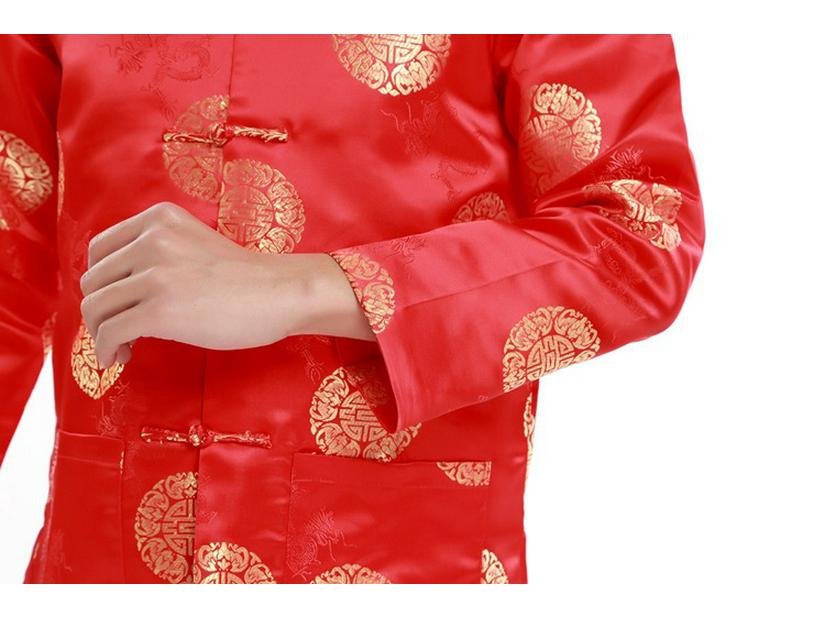Chinese Style Tang Suit for Couples - Men's & Women's Spring/Autumn Long Sleeve Celebration Coat for Middle-Aged & Elderly
