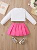 Spring & Autumn Cartoon Long Sleeve Pleated Skirt Set – Kids' Fashion, European & American Style