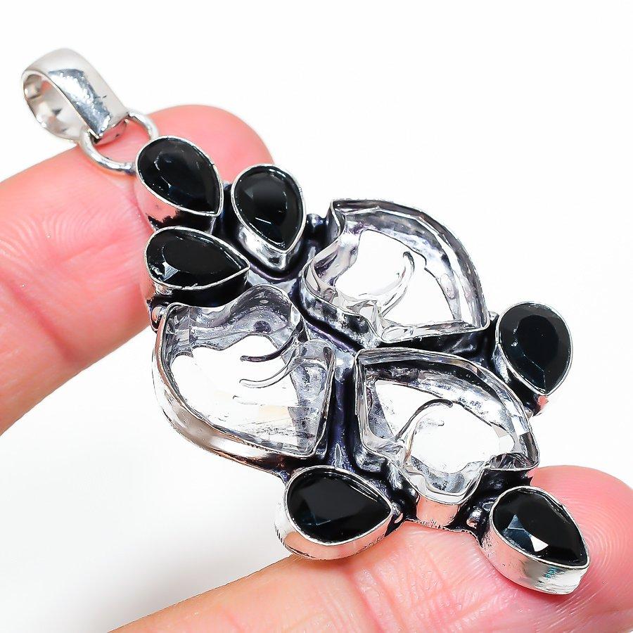 

Подвеска из стерлингового серебра 925 пробы с натуральным белым топазом и шпинелью 2,80 дюйма o4F14