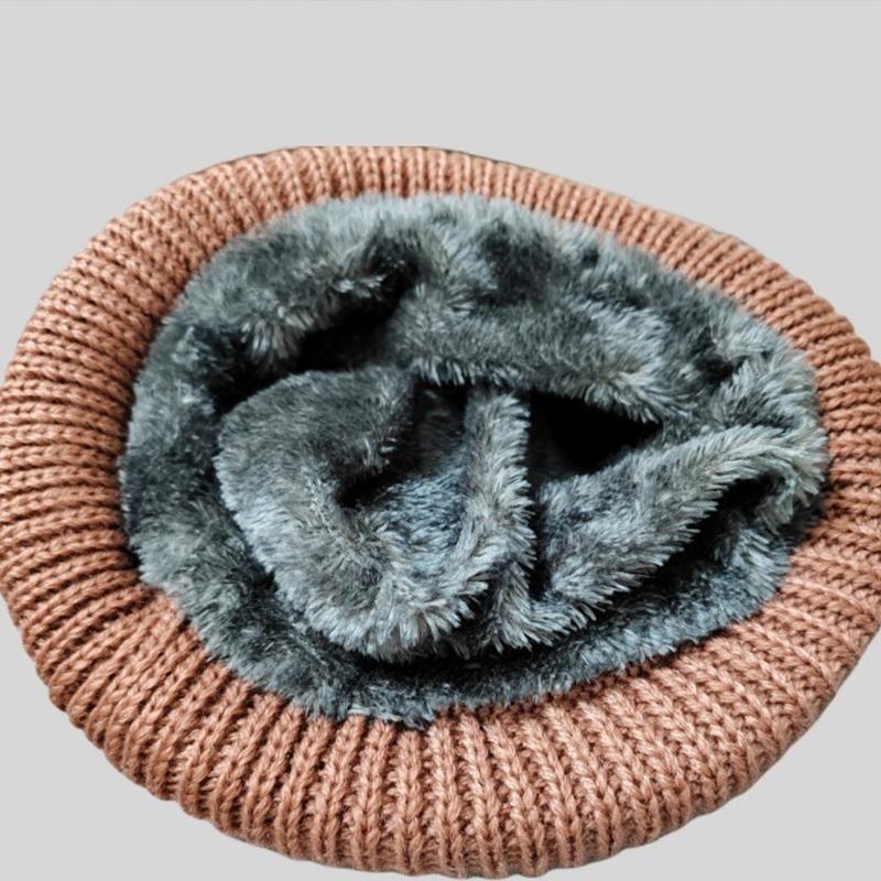 Middle-aged and Elderly Floral Knitted Thick Velvet Winter Hat