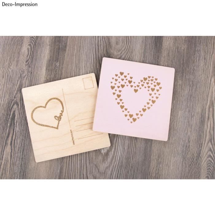 Carte postale en bois - RAYHER - 14,8x14,8cm - FSC Mix Credit - Nature - 2 pièces