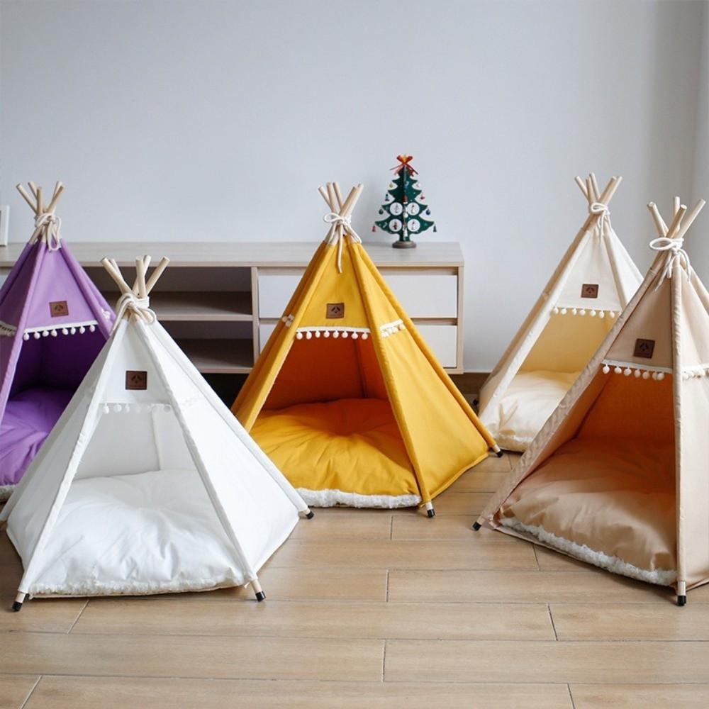 With Thick Cushion Cat Teepee Tent Washable Pet Tent Kennel Pet Bed Dog Tent Bed  Indoor Use