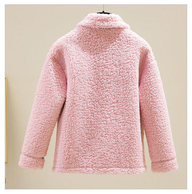 Veste en Fausse Laine d'Agneau pour Femme - Style Coréen Automne/Hiver 2025, Coupe Régulière, Manteau Petite Taille