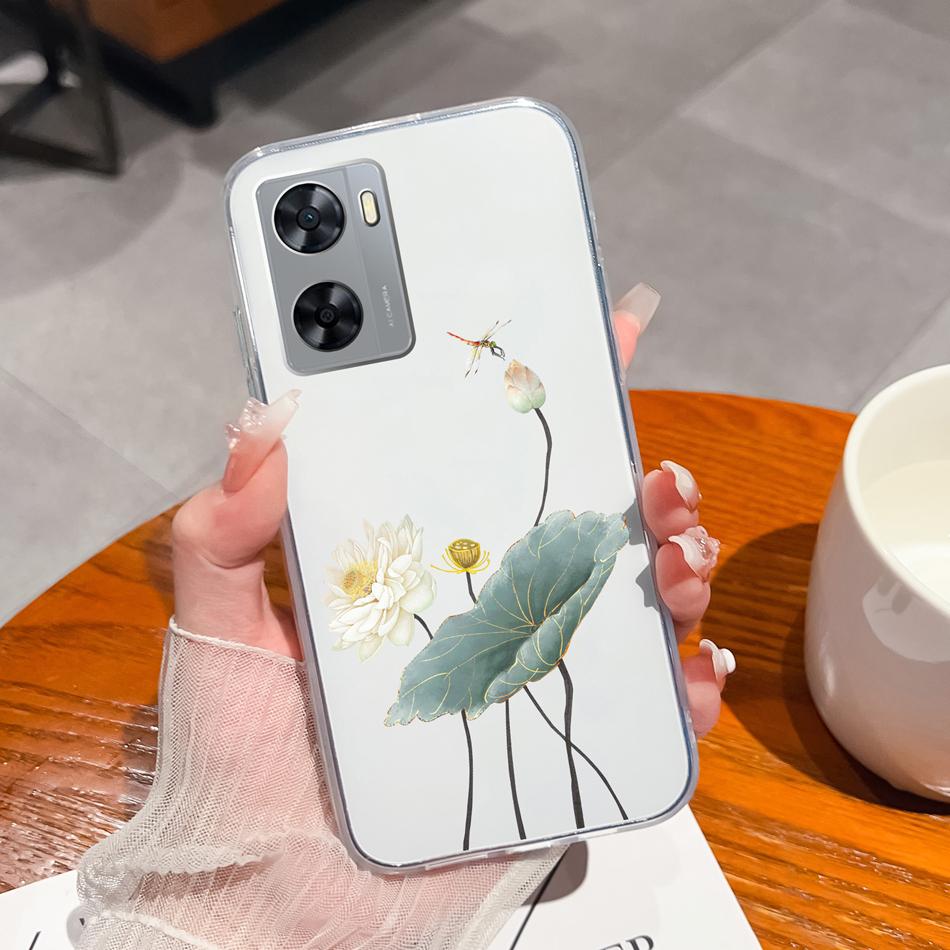 For Oppo A77 A77S Phone Case Colorful Flowers Patterns Back Cover For OppoA77 A77 S 2022 Soft TPU Transparent Silicone Bumper