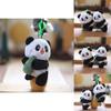Cute Fluffy Panda Key Holder Plush Toy Miniature Bag Accessory