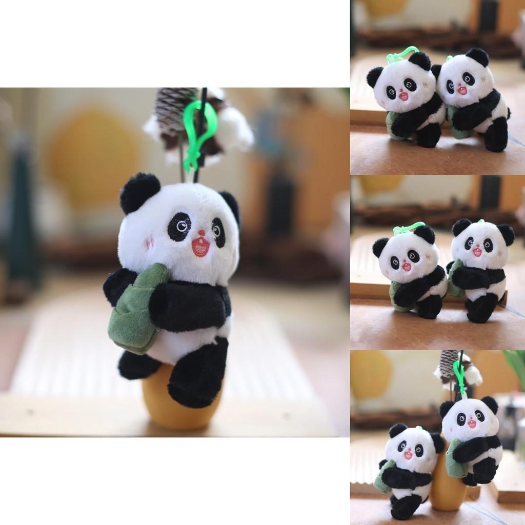Cute Fluffy Panda Key Holder Plush Toy Miniature Bag Accessory